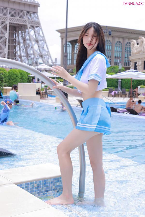 明日花桃桃  养眼妹子明日花桃桃 水手服室外泳池系列第15张图片